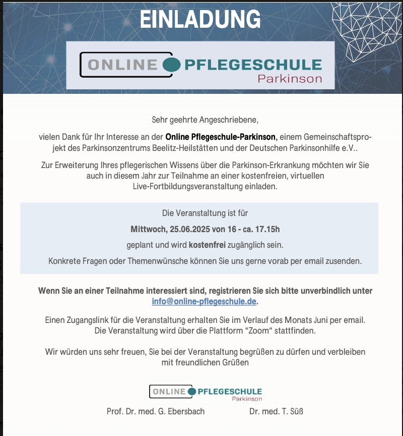 Online-Pflegeschule Parkinson